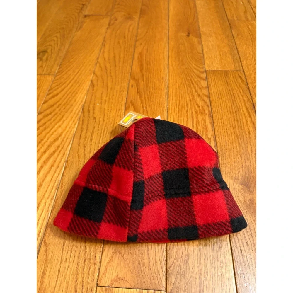 Turtle Fur Kids Playful Print Fleece Beanie Lumberjack Red Black Buffalo Check‎